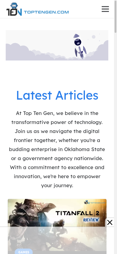 the mobile screenshot of toptengen.com