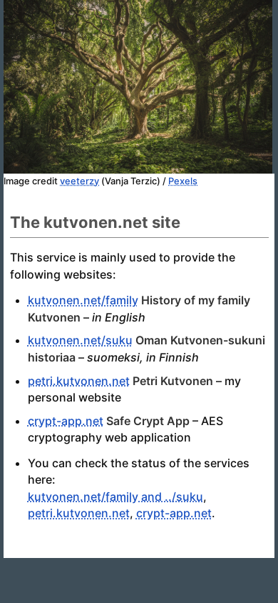 the mobile screenshot of kutvonen.net