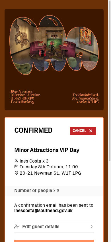 the mobile screenshot of minorattractions.artsvp.com