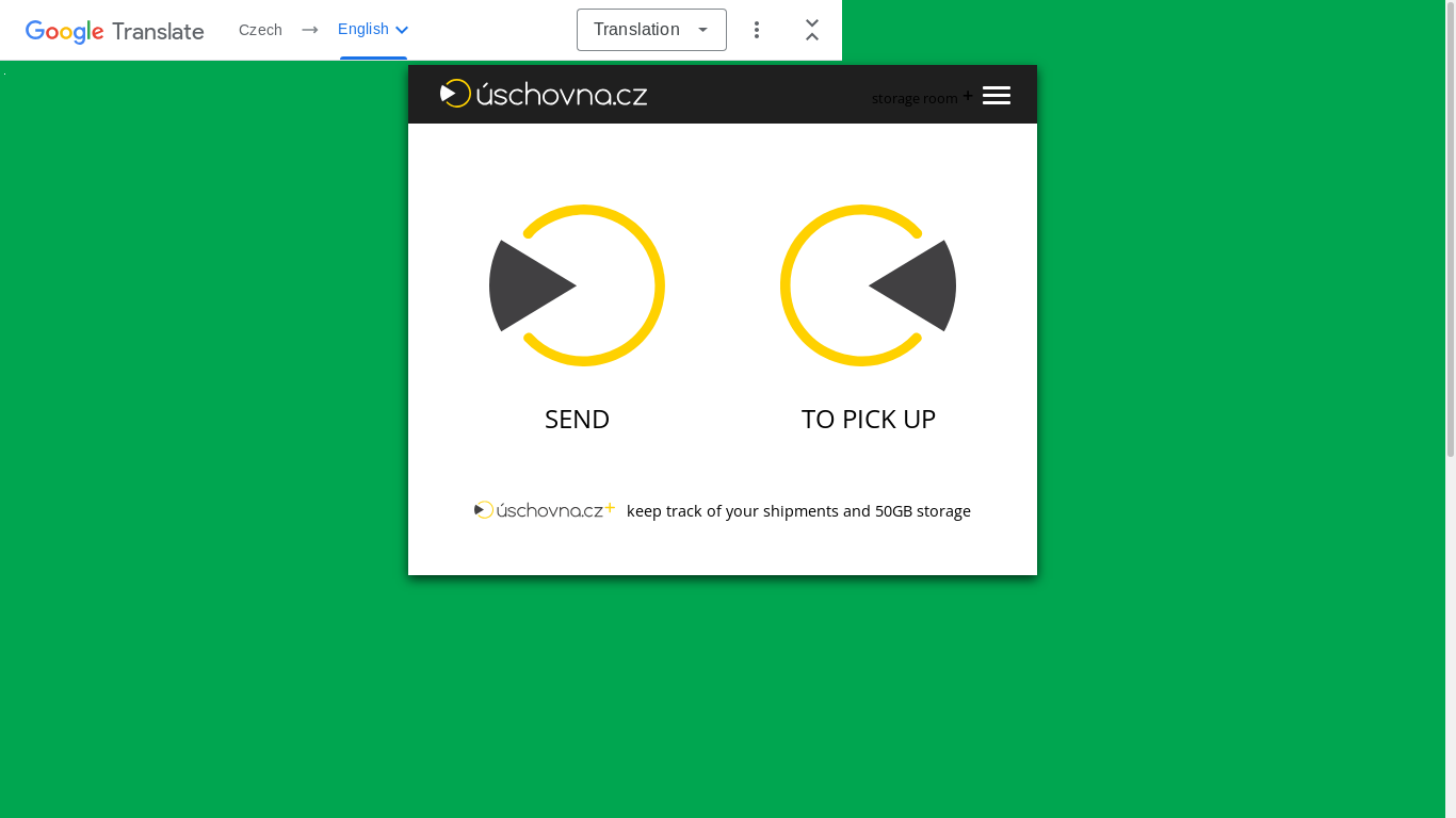 the desktop screenshot of www-uschovna-cz.translate.goog