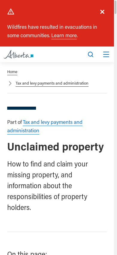 the mobile screenshot of www.alberta.ca