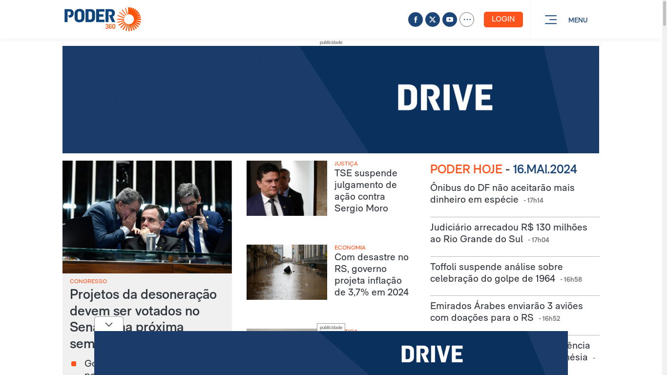 the desktop screenshot of www.poder360.com.br