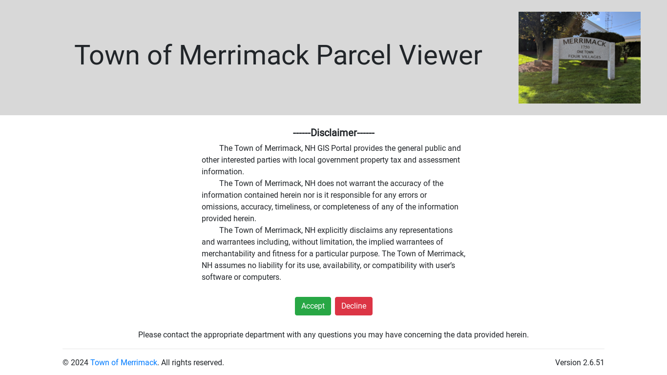 the desktop screenshot of www.merrimackgis.org