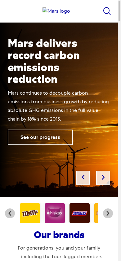 the mobile screenshot of www.mars.com