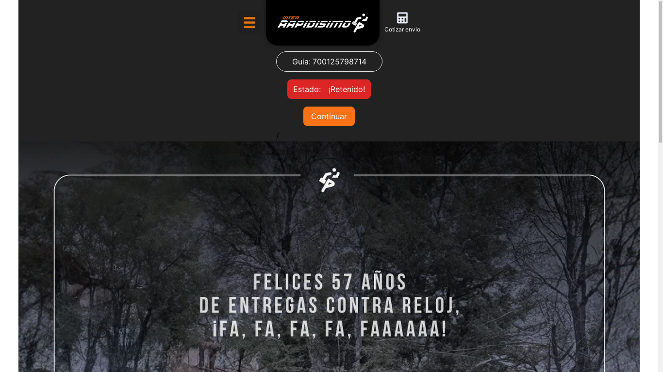 the desktop screenshot of interrapidisimo.epaycorecaudo.com