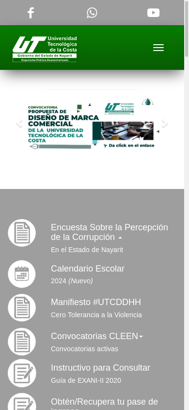 the mobile screenshot of www.utdelacosta.edu.mx