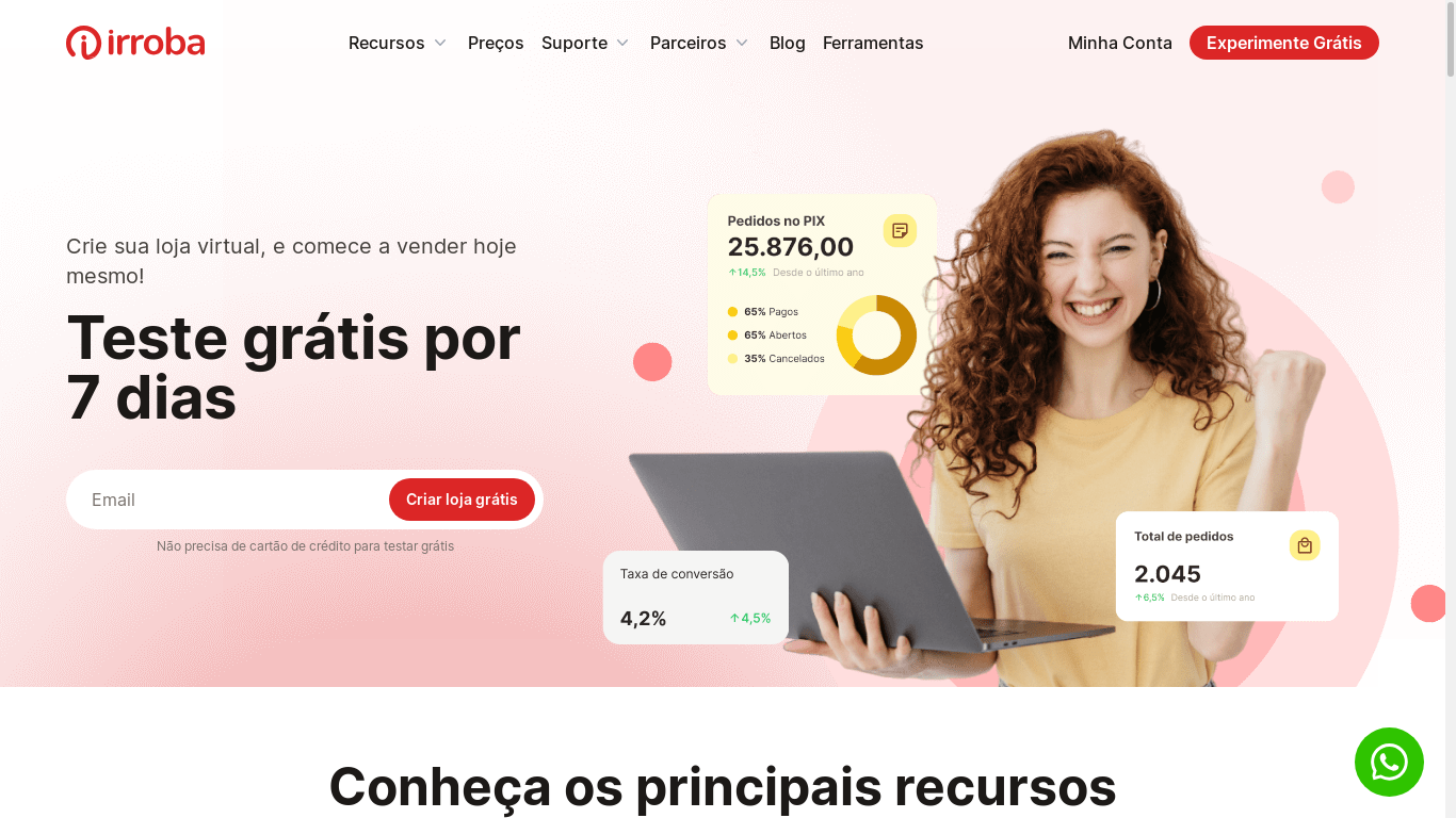 the desktop screenshot of www.irroba.com.br