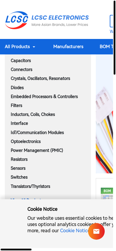 the mobile screenshot of www.lcsc.com