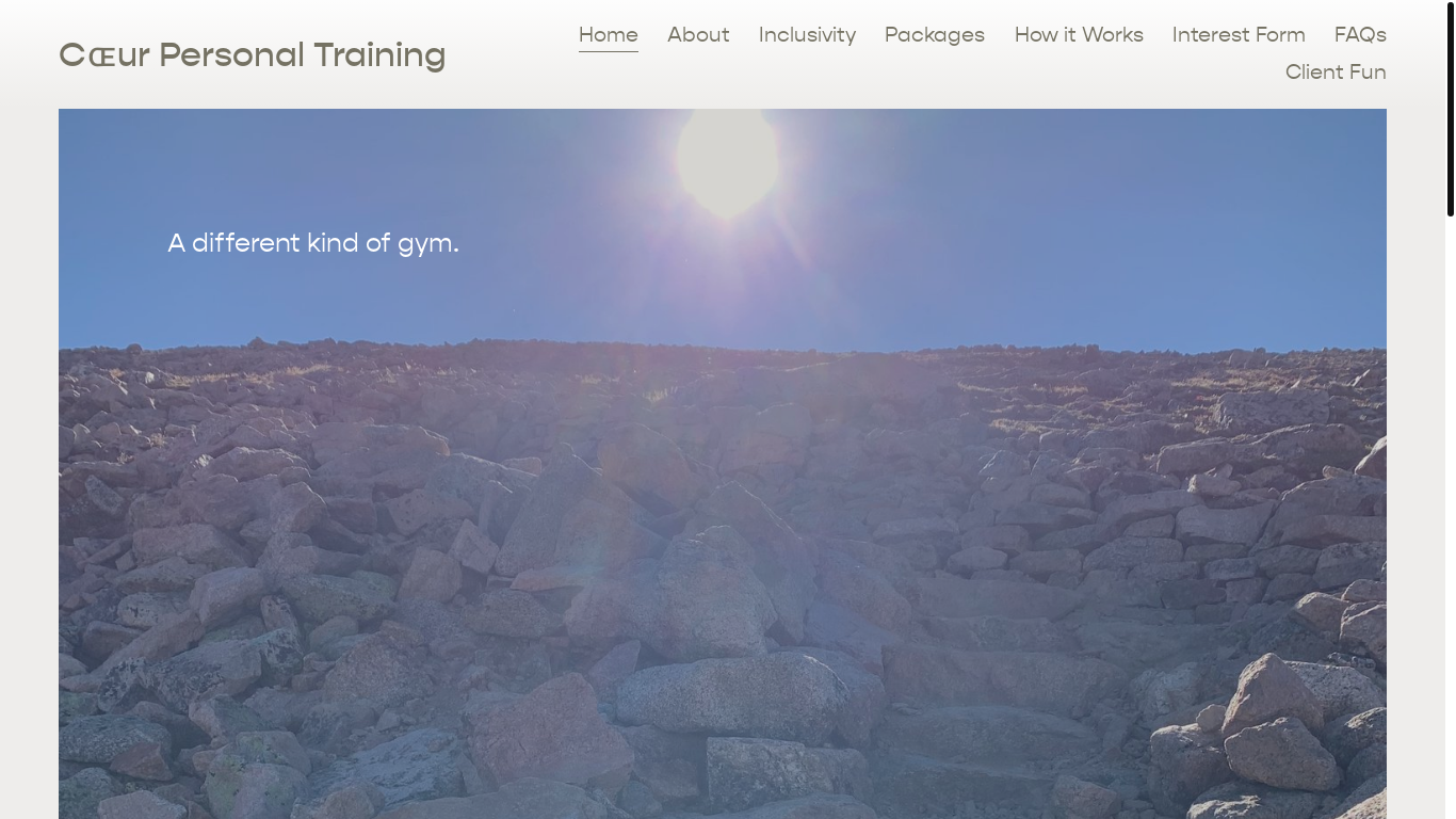 the desktop screenshot of www.coeurpersonaltraining.com