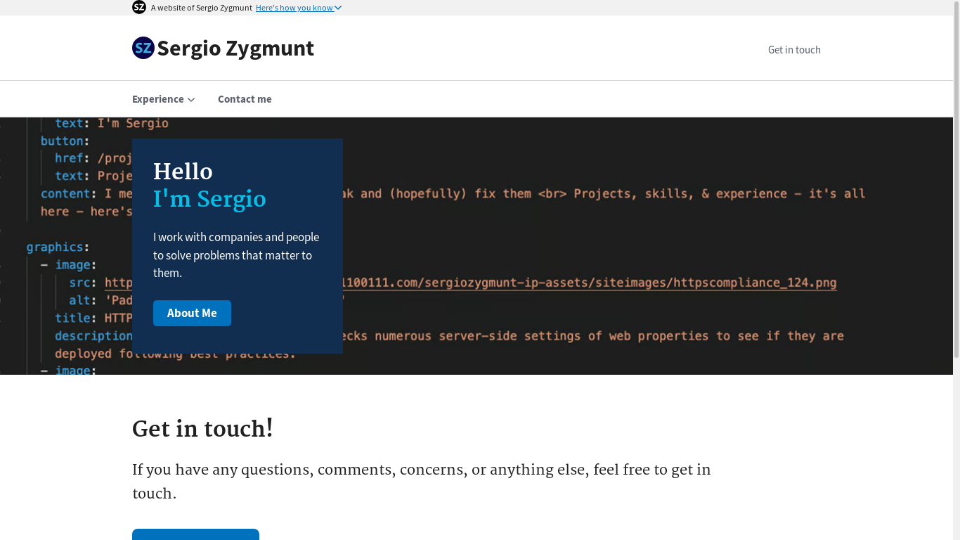 the desktop screenshot of sergiozygmunt.com