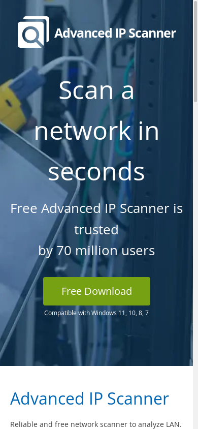 the mobile screenshot of adlvanced-ip-scanner.com