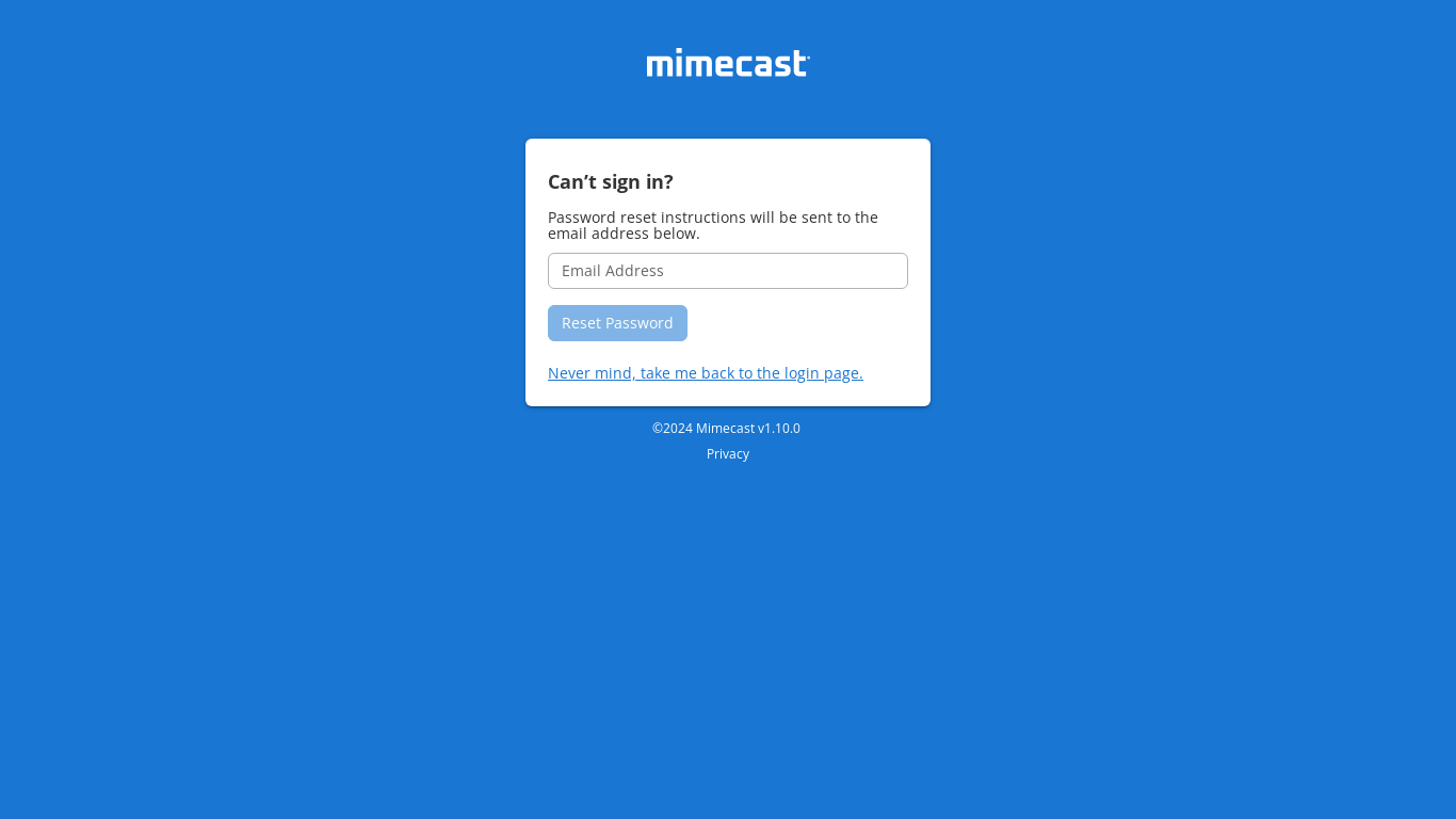 the desktop screenshot of login-us.mimecast.com