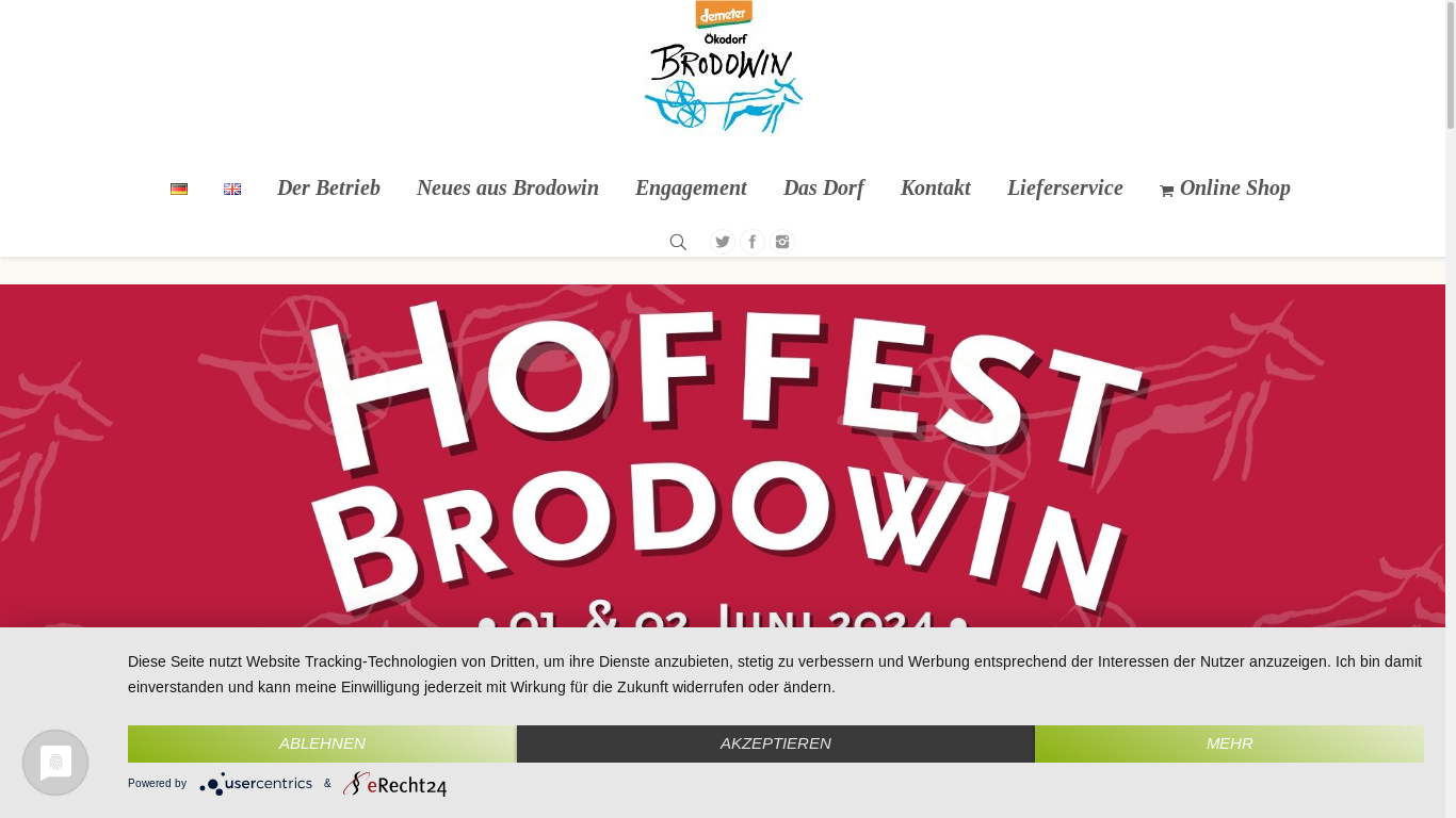 the desktop screenshot of www.brodowin.de