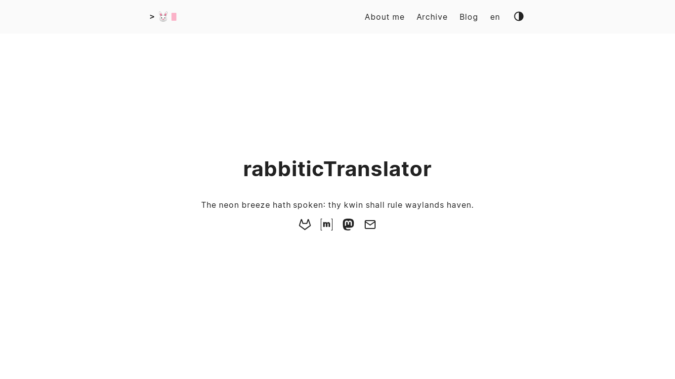 the desktop screenshot of rabbitictranslator.com