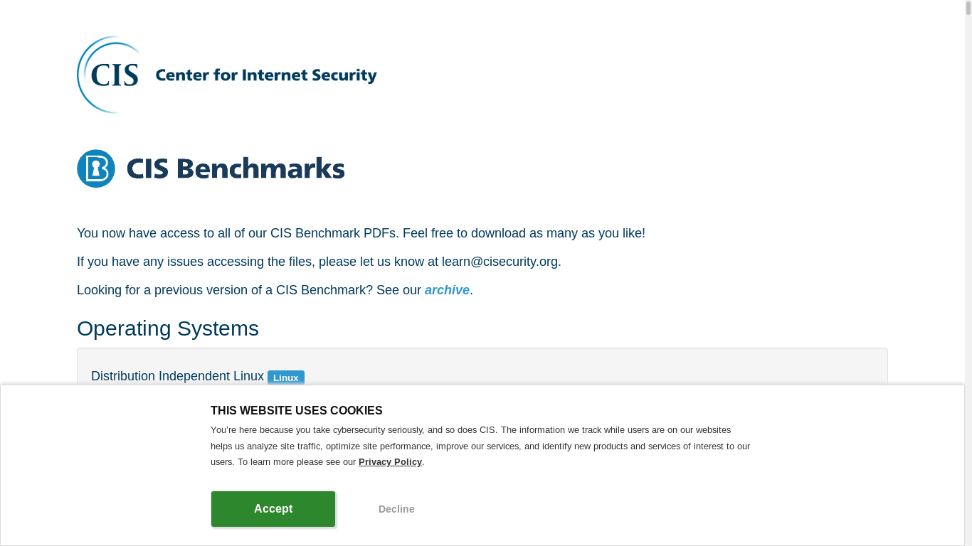 the desktop screenshot of downloads.cisecurity.org
