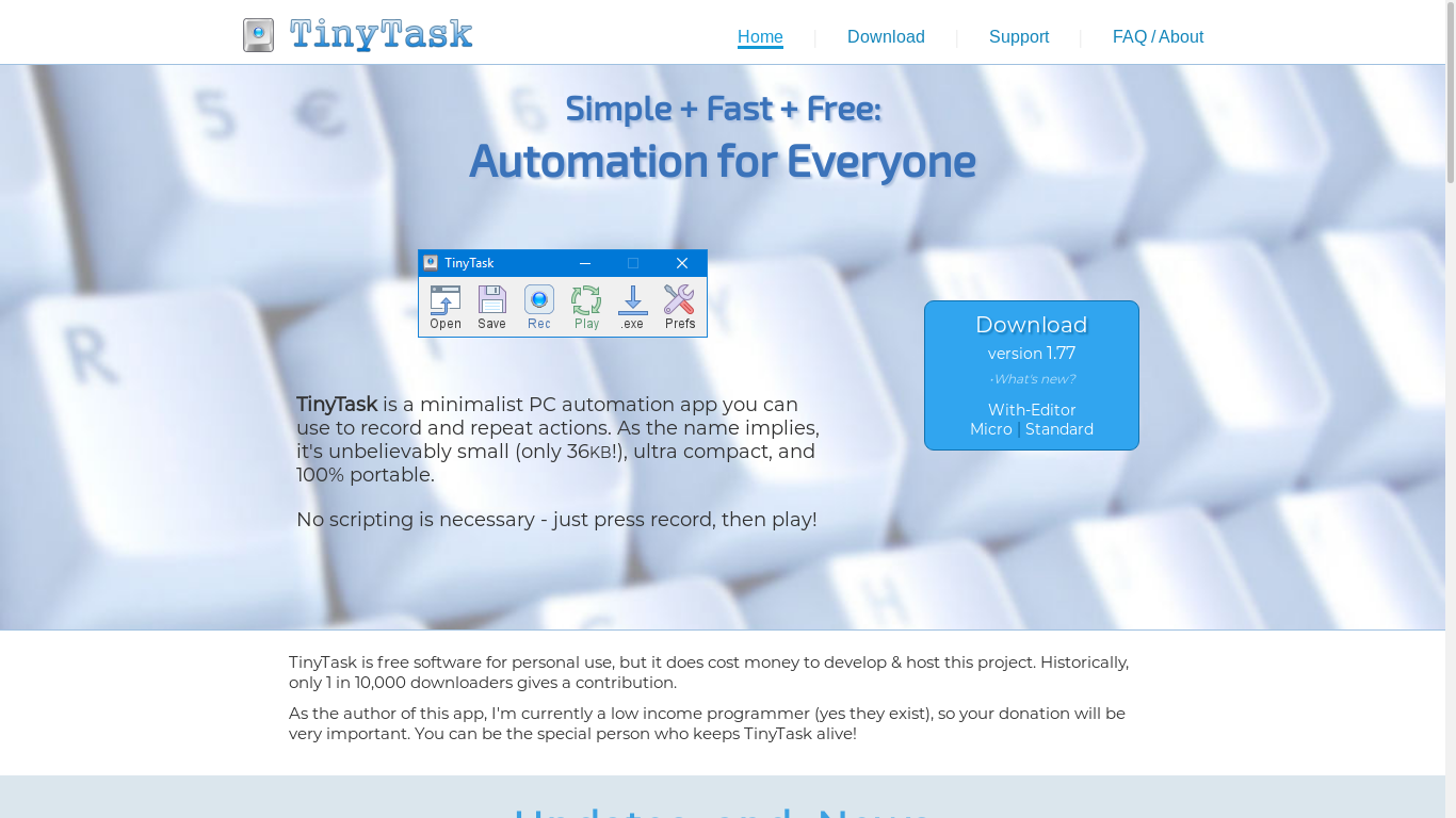the desktop screenshot of www.tinytask.net