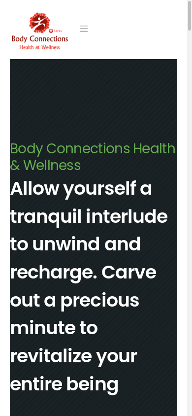 the mobile screenshot of bodyconnectionshealthandwellness.ca