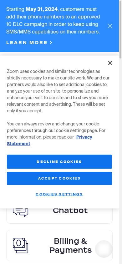 the mobile screenshot of support.zoom.com