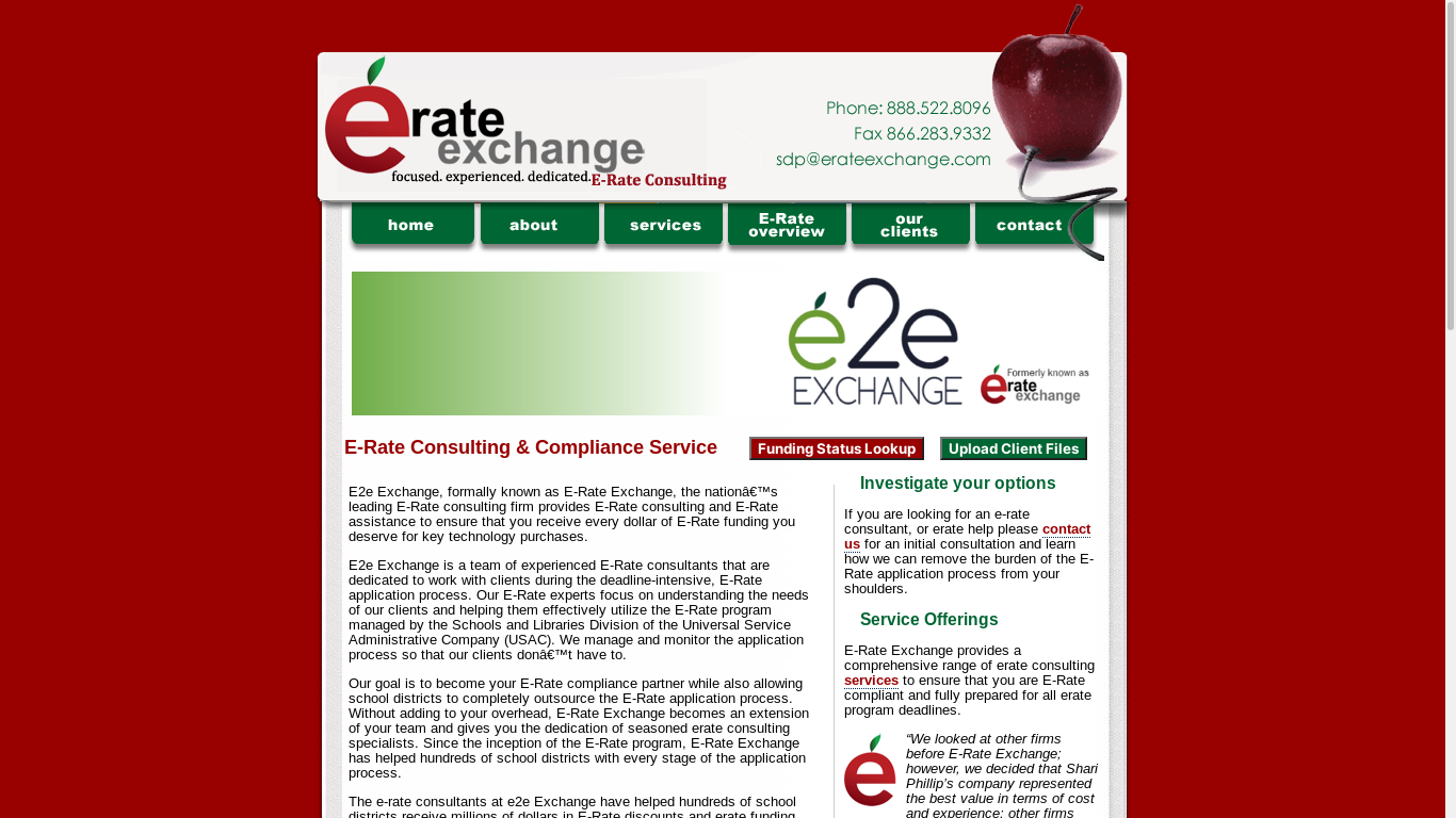 the desktop screenshot of www.erateexchange.com