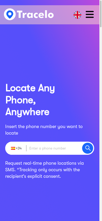 the mobile screenshot of tracelo.com