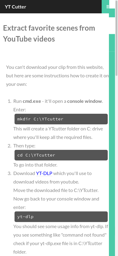 the mobile screenshot of ytcutter.cc