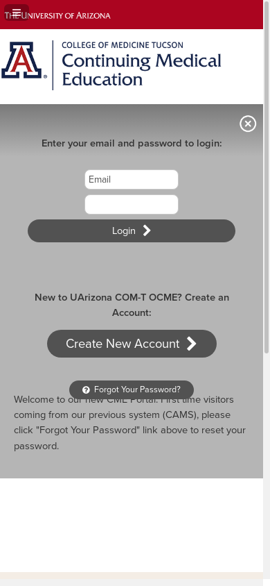 the mobile screenshot of uarizona.cloud-cme.com