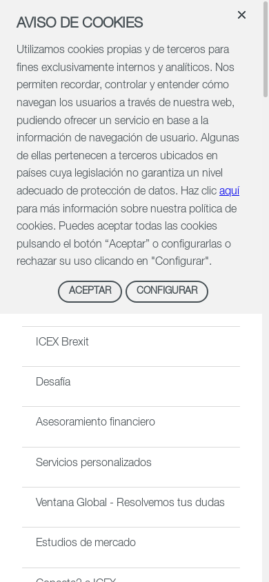 the mobile screenshot of www.icex.es