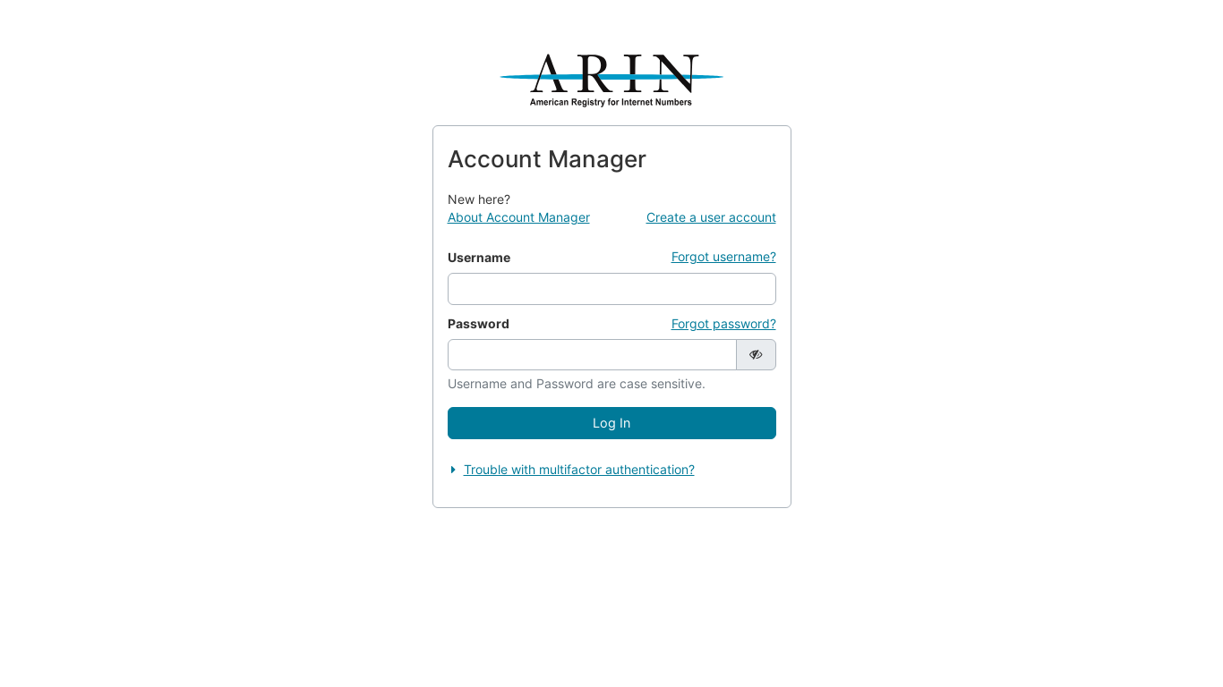 the desktop screenshot of account.arin.net