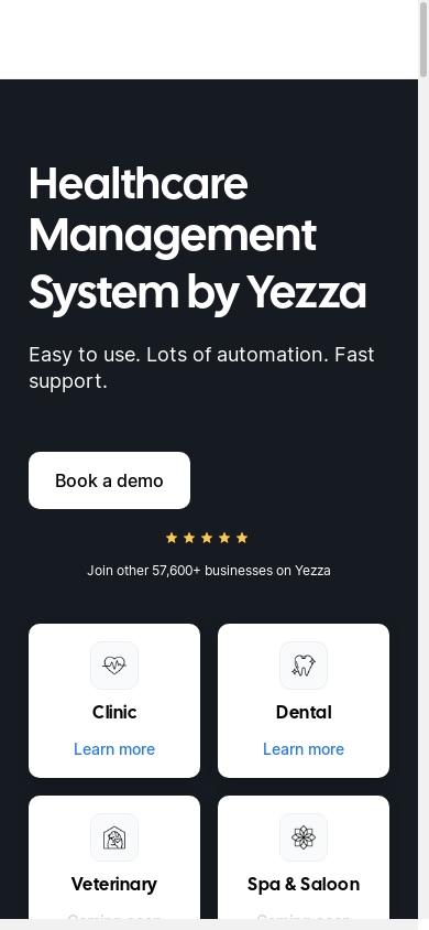the mobile screenshot of yezza.com