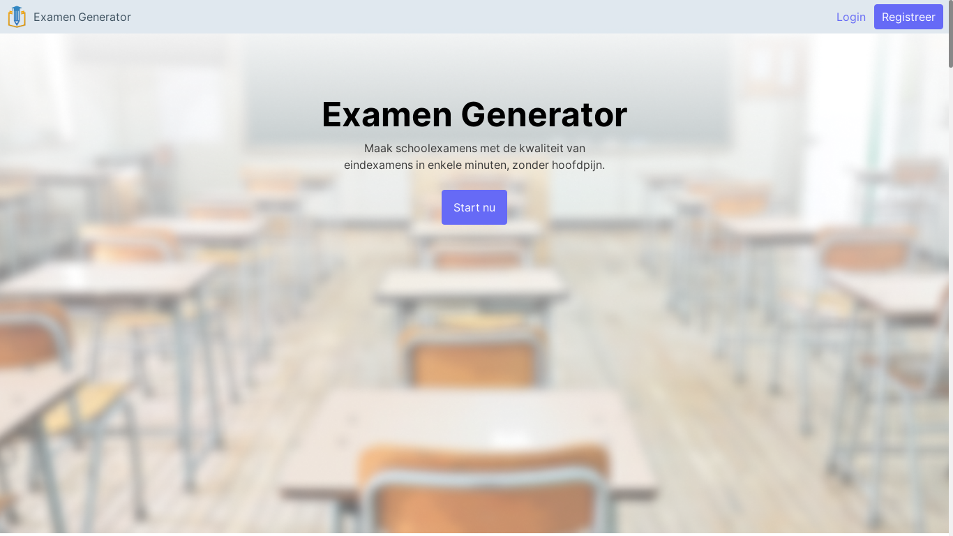 the desktop screenshot of examen-generator.nl