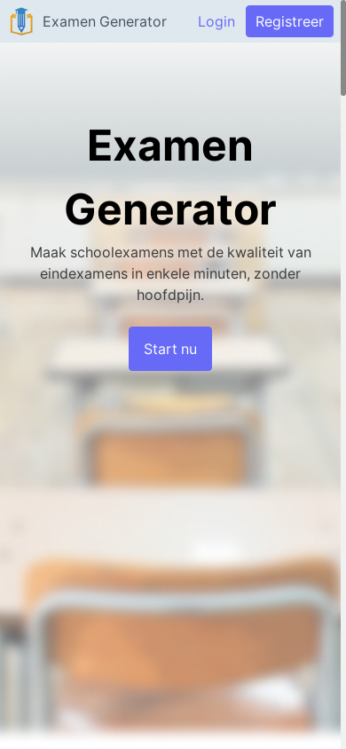 the mobile screenshot of examen-generator.nl